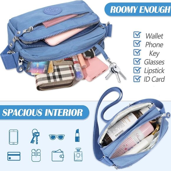 Small Crossbody Bags for Women Nylon Waterproof Lightweight Crossbody Purse Casu - Picture 3 of 7